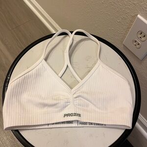 Prozis White Ribbed Sports Bra